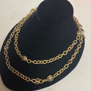 Julie Vos Collection Long Link Stone Gold Necklace